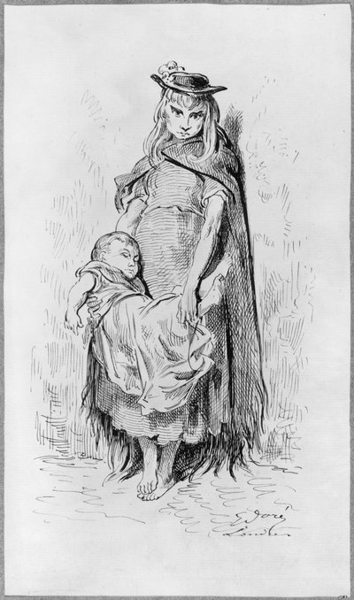 Poor Girl with a Child in London by Gustave Dore